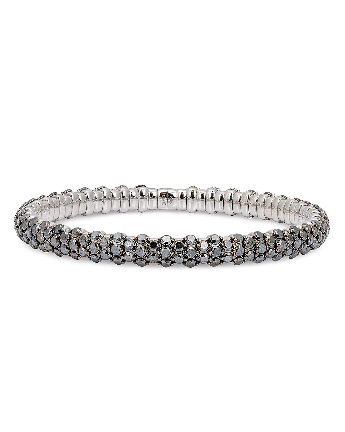 Zydo 18K White Gold Black Diamond Slim Domed Stretch Bracelet