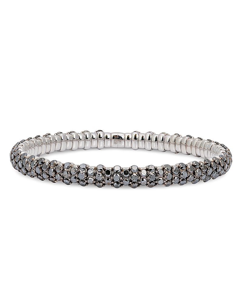 Zydo 18K White Gold Black Diamond Slim Domed Stretch Bracelet
