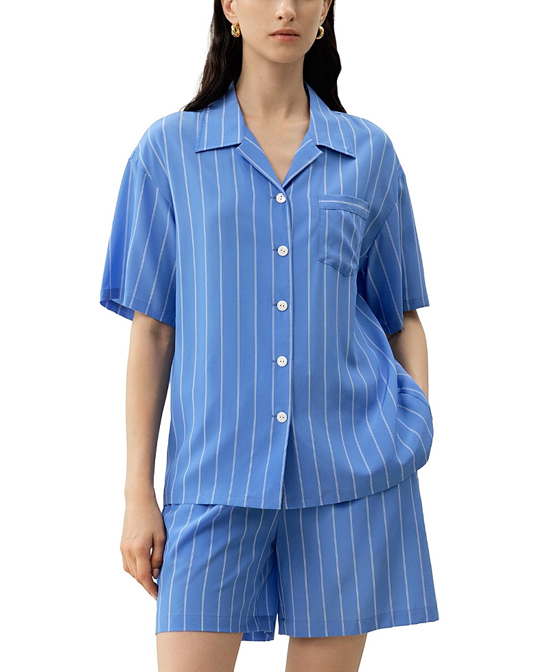 Lilysilk Amalfi Striped Cuban Collar Shirt