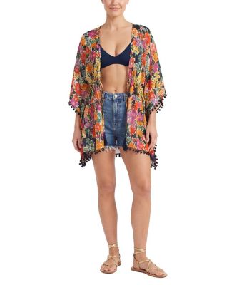  Audrey Short Crepe Drawstring Caftan Cover-Up