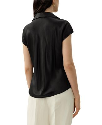  Bias Cut Cap-Sleeve Silk Shirt