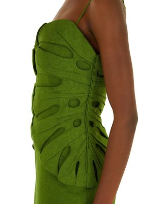 Monstera Leaf Linen Sleeveless Dress