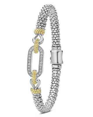 18K Yellow Gold & Sterling Silver Caviar Lux Diamond Clip Caviar Bead Bracelet - Exclusive