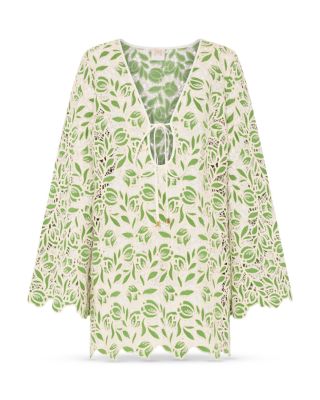 Green Leaf Lace Dress Swim Cover-Up