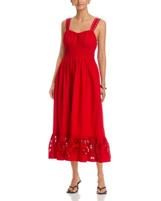 Moira Eyelet Trim Midi Dress