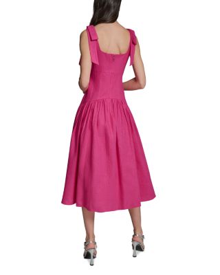 Square Neck Tie Shoulder Midi Dress