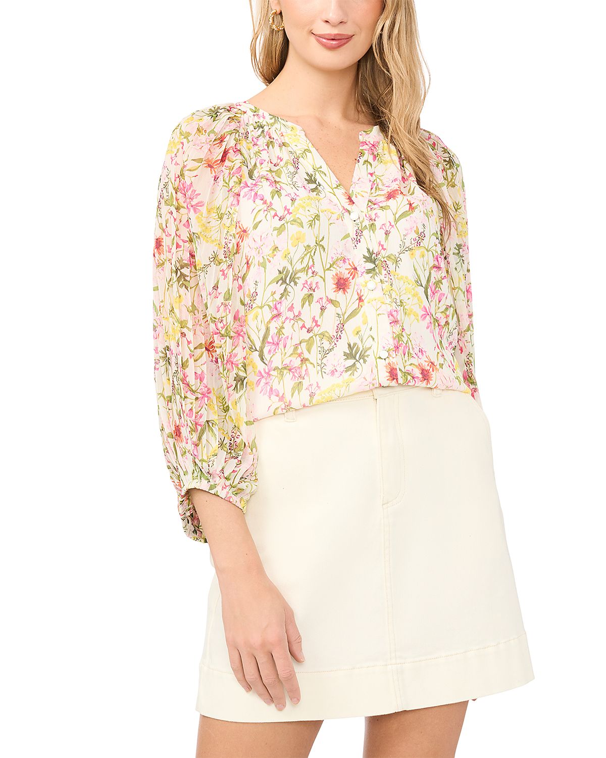 Vince Camuto Pleated Blouson Sleeve Blouse