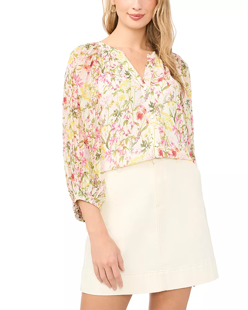 Vince Camuto Pleated Blouson Sleeve Blouse