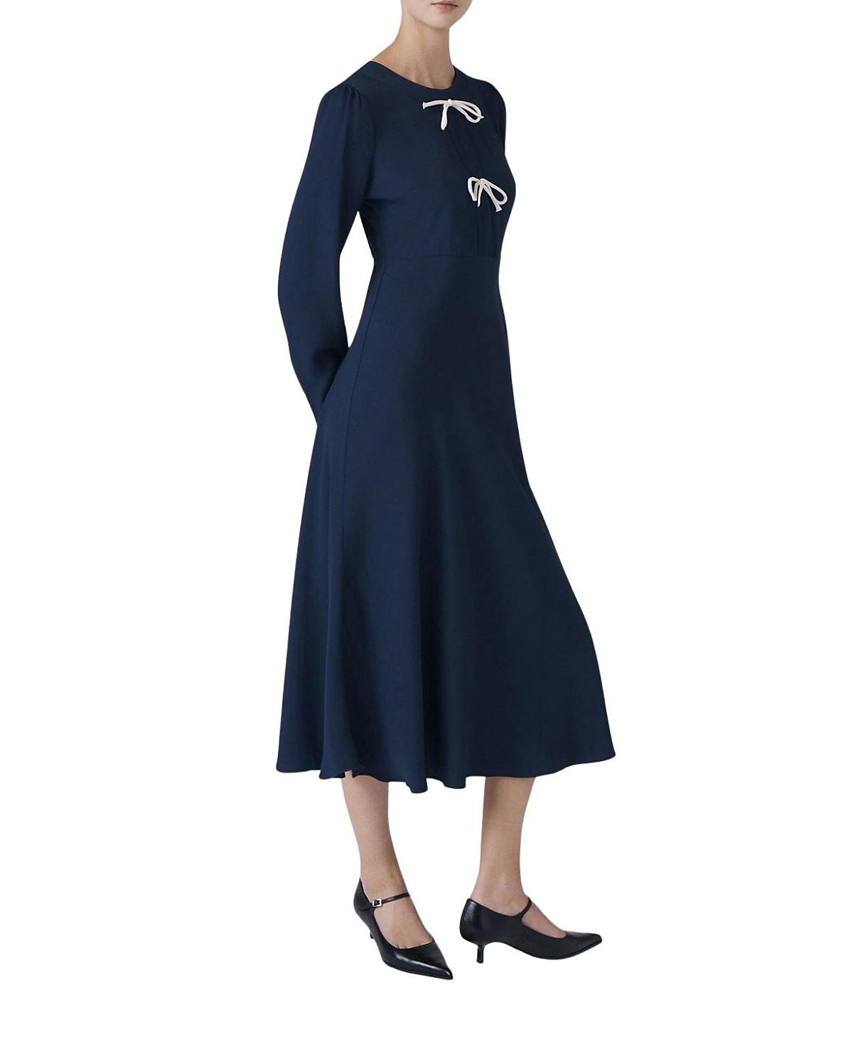 Ghost London Cora Crepe Tie Front Midi Dress
