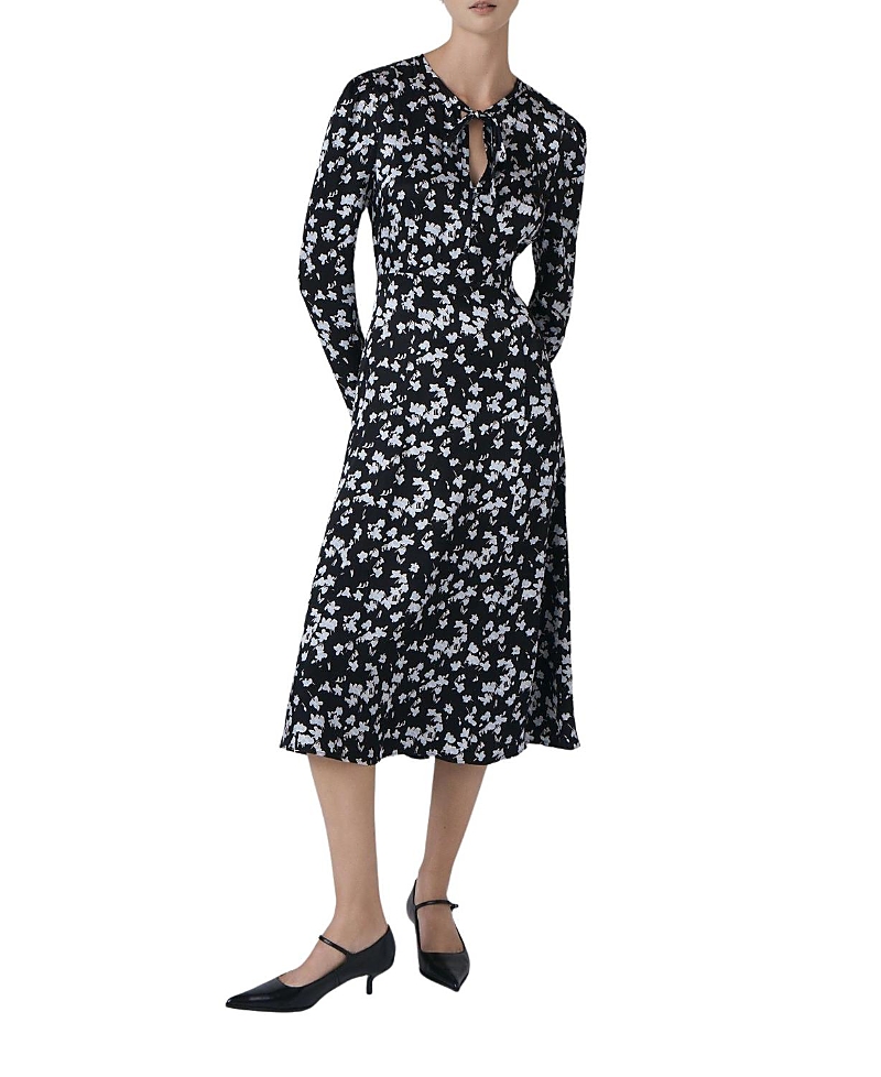 Ghost London Ana Floral Satin Midi Dress