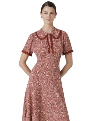 Taylor Floral Crepe Midi Tea Dress
