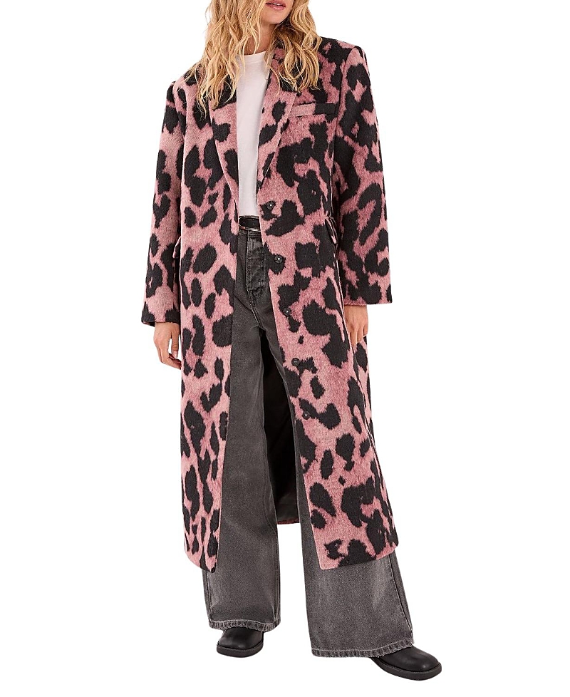 Nasty Gal Leopard Wool Blend Tailored Coat