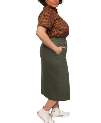  Plus The Essential Cotton Twill Utility Wrap Skirt