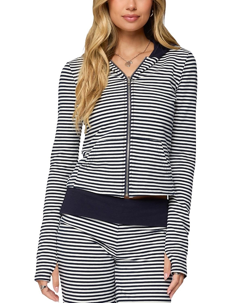Edikted Meggy Striped Zip Up Hoodie