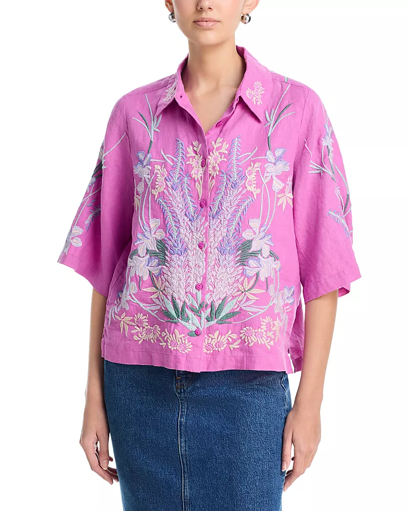 Johnny Was Linen Kimono Sleeve Shirt