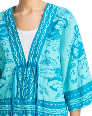 Linen Wide Hem Tie Kimono