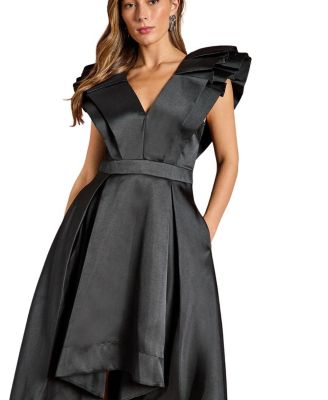  Frill Sleeve V-Neck Midi Dress