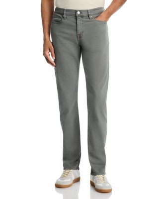 L'Homme Slim Fit Brushed Twill Pants in Dusty Emerald