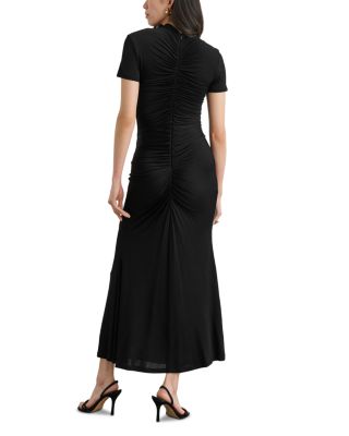 Gracelyn Mock Neck Short Sleeve Ruched Midi Dress