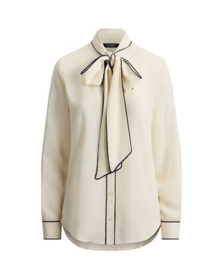  Two Tone Georgette Tie Neck Blouse