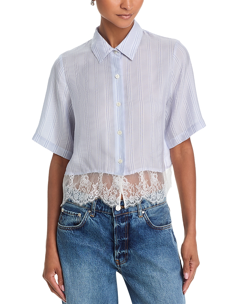 Frame The Silk Stripe Lace Shirt