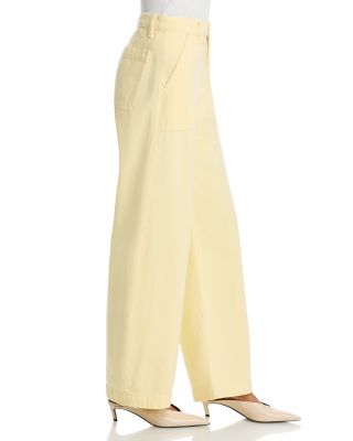 The Bow Cargo High Rise Barrel Jeans in Lemon
