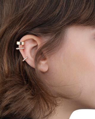 18K Rose Gold Berbere Diamond Mini Huggie Single Hoop Earring