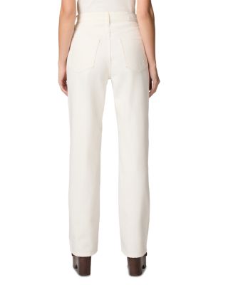 Sawyer High Rise Wide Leg Jeans in Tonal Ecru Embroidered