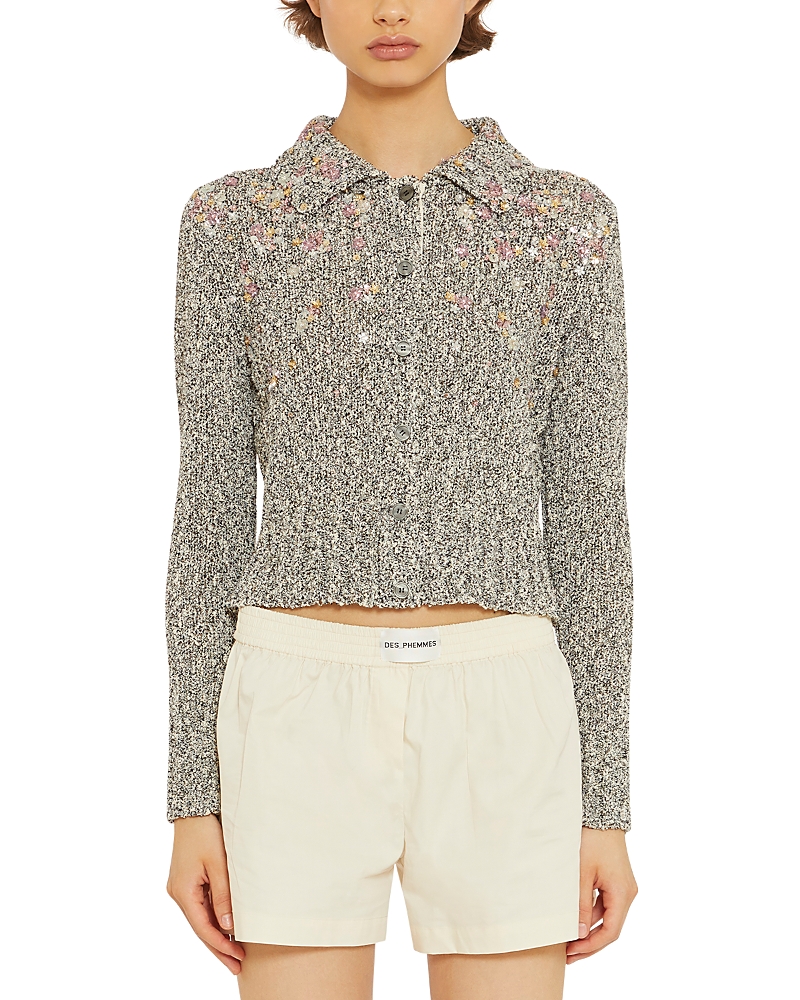 DES_PHEMMES Boucle Cardigan Sweater