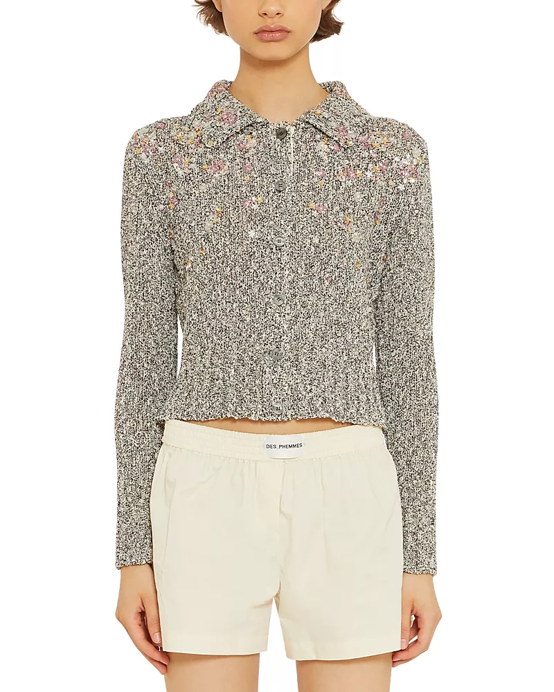 DES_PHEMMES Boucle Cardigan Sweater