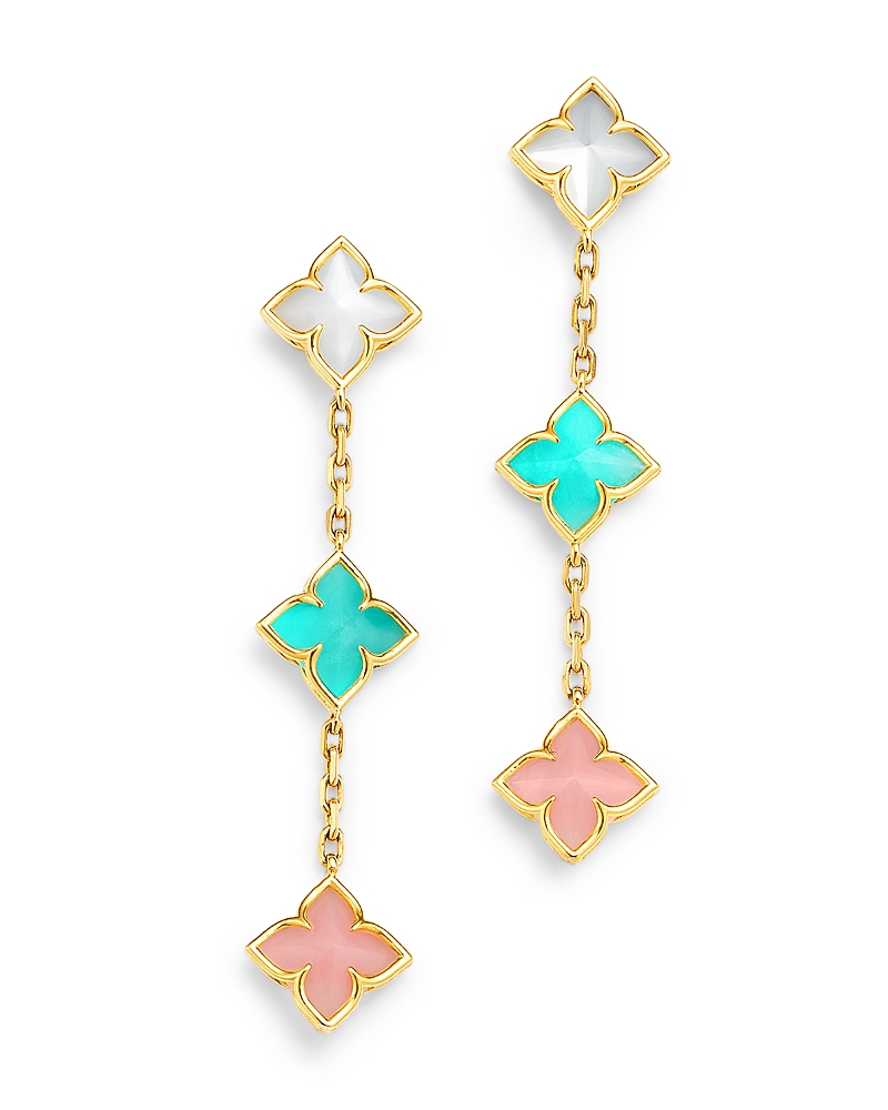Roberto Coin 18K Yellow Gold Venetian Princess Multi Stone Flower Drop Earrings
