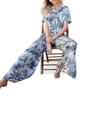 Printed Satin Palazzo Pajama Set