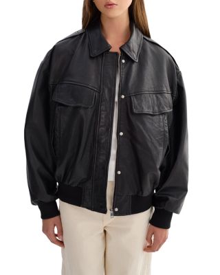 Trevanna Leather Bomber Jacket
