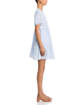 Puff Sleeve Embroidered Babydoll Dress