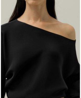  Long Sleeve Gathered Silk Top