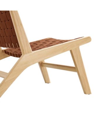 Saoirse Leather Wood Accent Lounge Chair