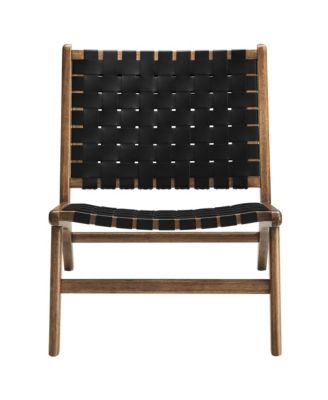 Saoirse Leather Wood Accent Lounge Chair