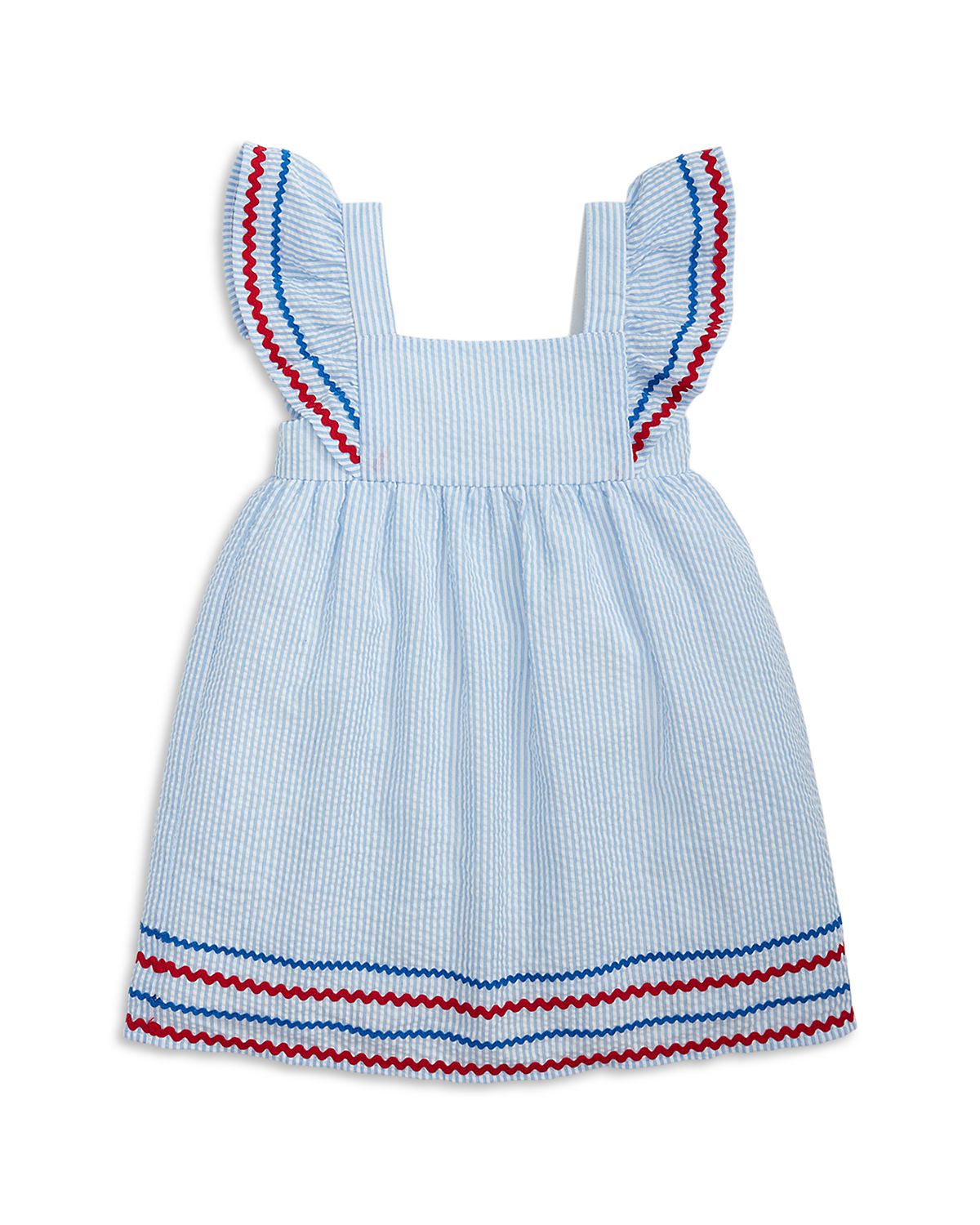 Magnetic Me Girls' Seersucker Striped Flutter Sleeve Magnetic Dress - Little Kid, Big Kid