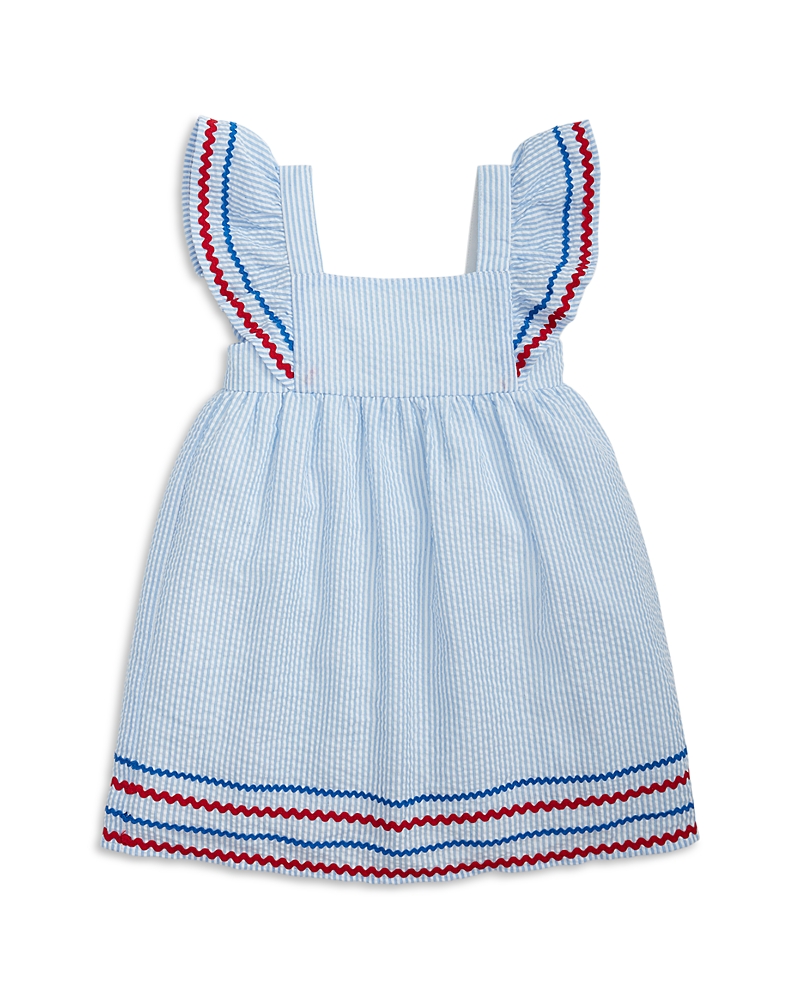 Magnetic Me Girls' Seersucker Striped Flutter Sleeve Magnetic Dress - Little Kid, Big Kid