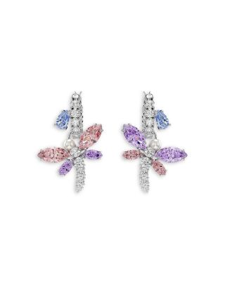Ariana Grande x Swarovski Crystal, Cubic Zirconia & Imitation Pearl Dragonfly Charm Hoop Earrings