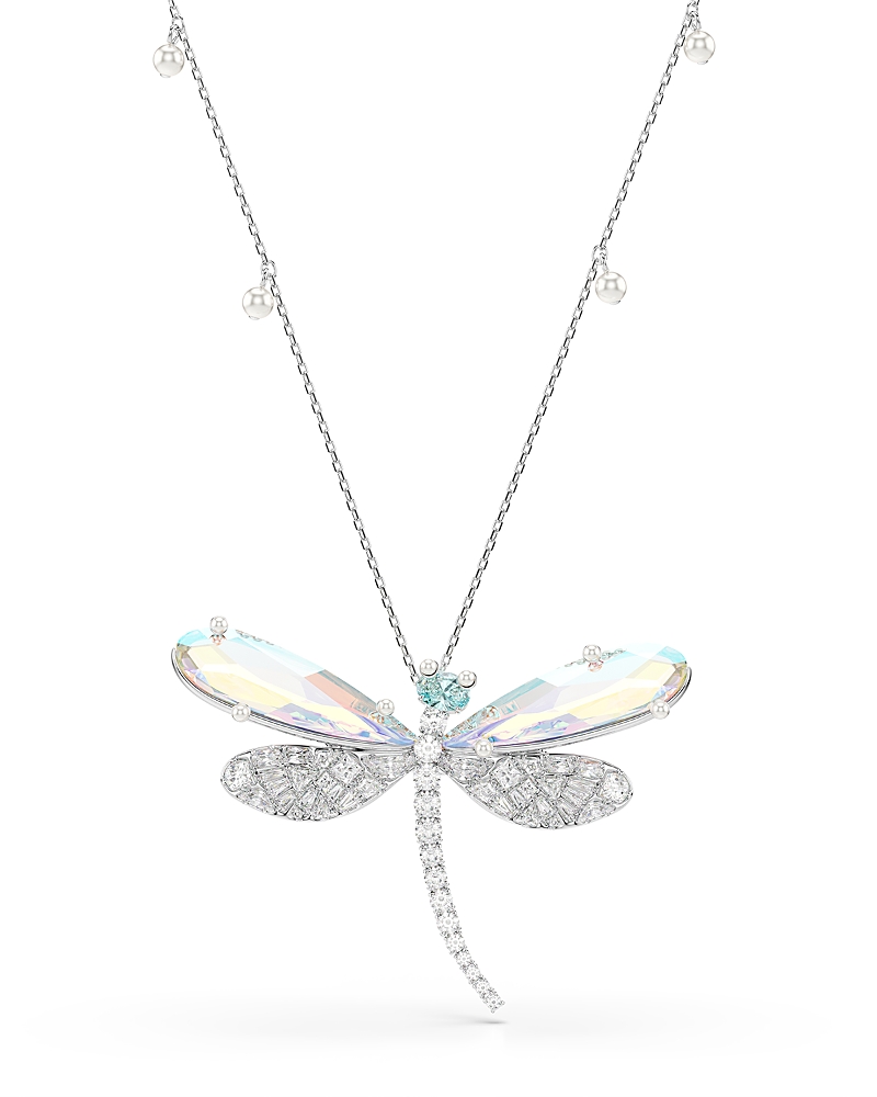 Swarovski Ariana Grande x Swarovski Crystal & Imitation Pearl Dragonfly Convertible Brooch Pendant Necklace, 31.5-35.37