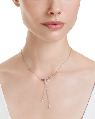 Ariana Grande x Swarovski Crystal, Cubic Zirconia & Imitation Pearl Dragonfly Lariat Necklace, 11.75-17.37"