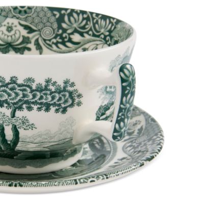 Heritage Green Italian Breakfast Cup and Saucer, Set of 4