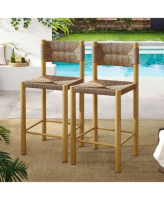 Parkland Outdoor Patio Rattan and Aluminum Counter Stools, Set of 2