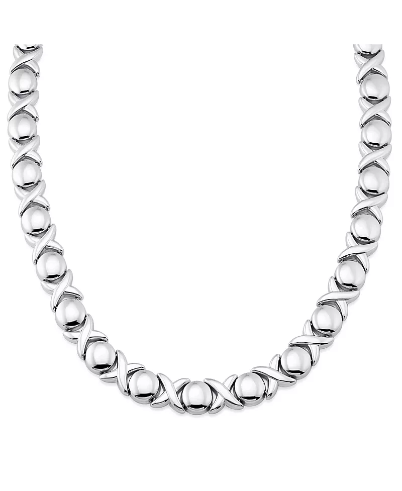 Oradina Sterling Silver Hugs And Kisses Necklace