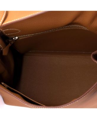 Kelly 28 Handbag Brown Togo with Palladium Hardware