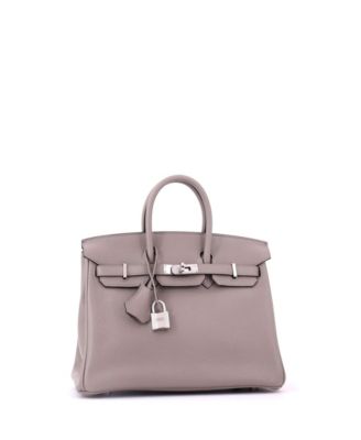 Birkin 25 Handbag Grey Novillo with Palladium Hardware