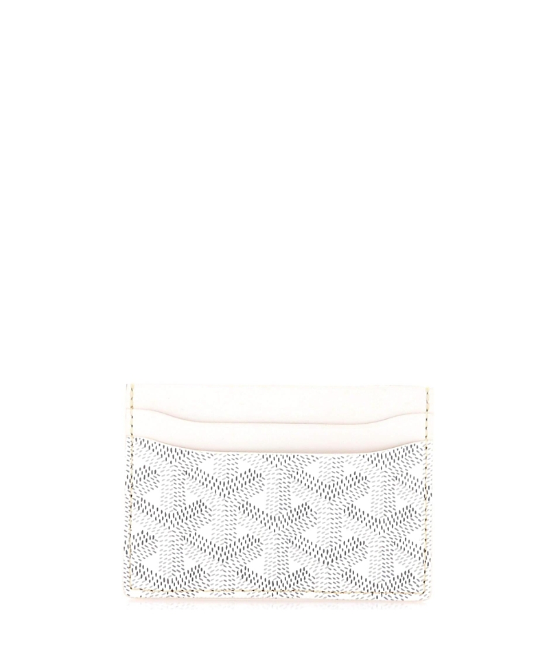 Pre-owned Pre-owned Goyard Goyard Saint Sulpice Card Holder Coated Canvas In White