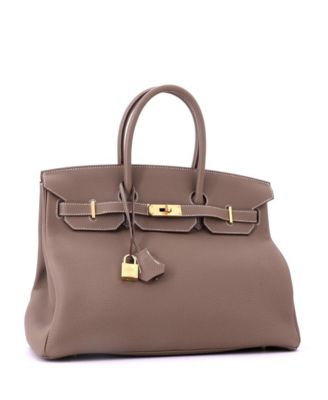 Birkin 35 Handbag Grey Togo with Gold Hardware