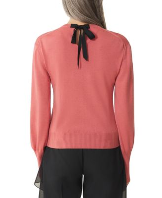 Wool Sweater With Grosgrain Detail